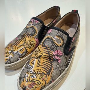 Used Gucci Supreme Monogram Bengal Womens Dublin Slip On Sneakers. Size 37.5.